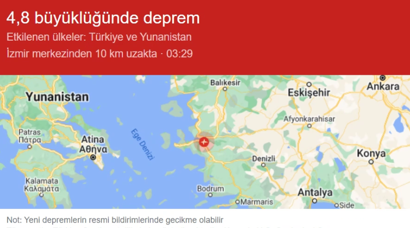 Google Maps son dakika İzmir depreminin büyüklüğünü ve yerini gösteriyor