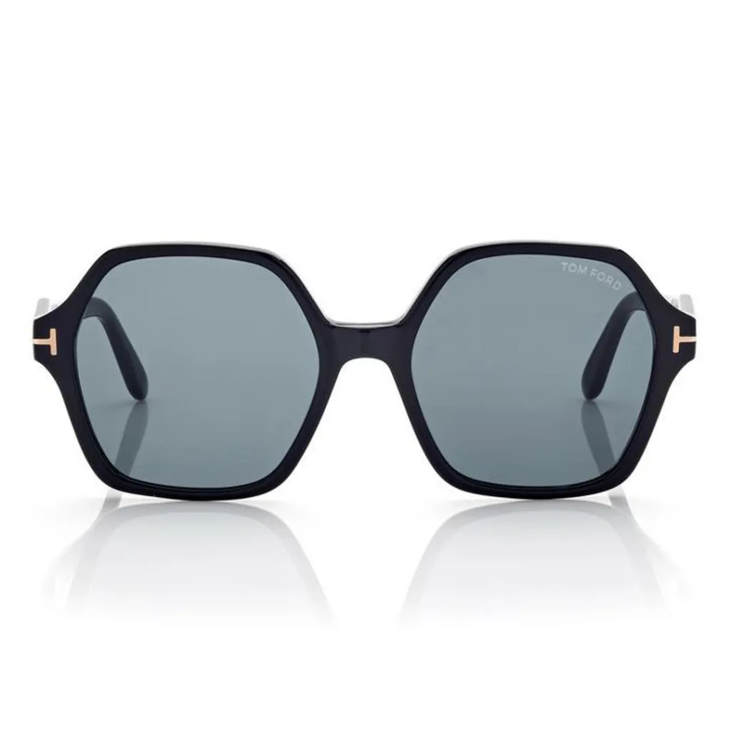 Tom Ford markasının siyah renkli 2023 geometrik çerçeve modasına uygun güneş gözlükleri